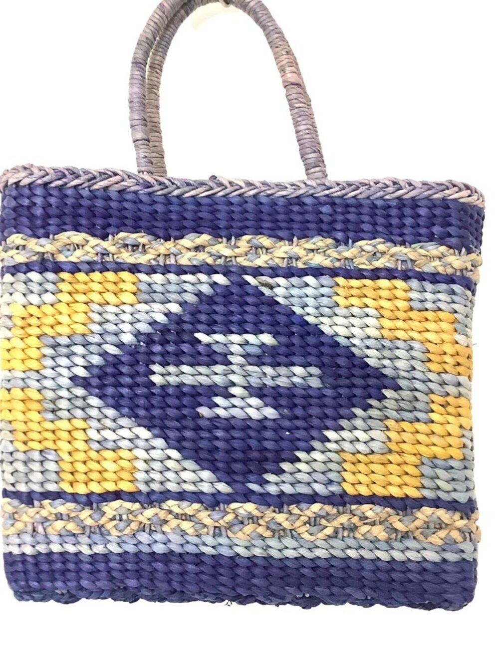 Vintage Beach Tote Bohemian Woven Corn Husk Bag 1970s Hippie Era